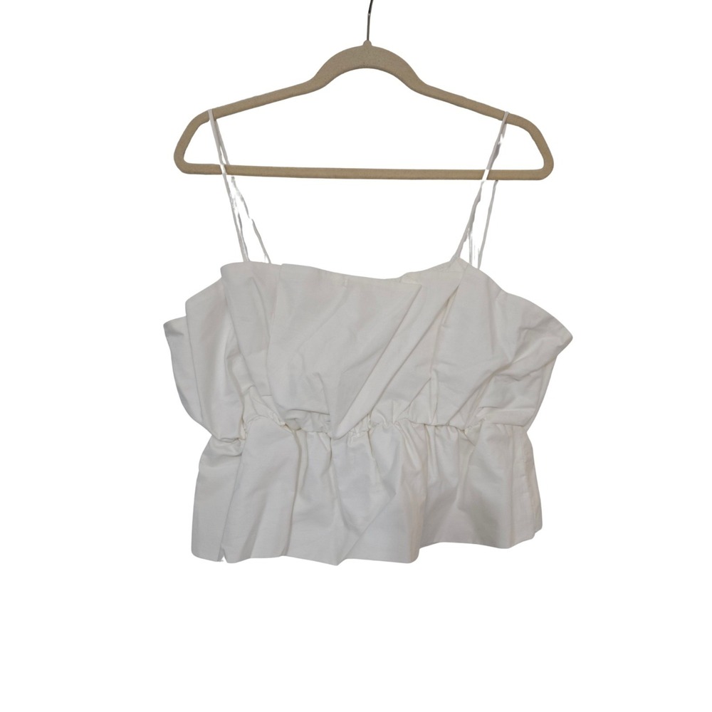 Zara Gathered Poplin Top White Size XL NWOT - Picture 2 of 10